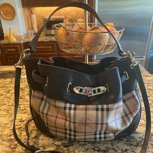 Burberry Haymarket Check Willemore Hobo Handbag
